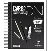 Clairefontaine 10x CARB ́ON, schwarzes Papier, 120g/m2, 20 Blatt, mit Doppelspirale, A5 - 975042C