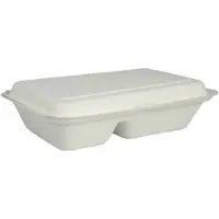 ABENA GmbH Menübox, Bagasse, 2-geteilt, Weiß, 25x16,2x6,3 cm | Packung (50 Stück)