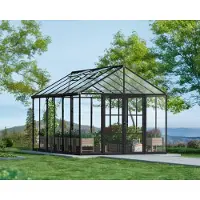 Palram - Canopia Aria 1015 Alu Gewächshaus mit Fundament Schwarz 4,5x3 m