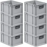 Proregal 8x Eurobox NextGen Portable Duo | HxBxT 22x30x40cm | 20 Liter | Eurobehälter, Transportbox, Transportbehälter, Stapelbehälter