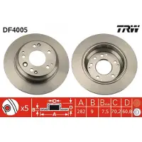 TRW Bremsscheibe DF4005 hinten, voll, 1 Stück