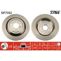 TRW Bremsscheibe DF7352 hinten, belüftet, 1 Stück