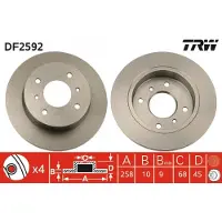 TRW Bremsscheibe DF2592 hinten, voll, 1 Stück