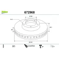 Valeo Bremsscheibe [Hersteller-Nr. 672968] für Kia, Hyundai