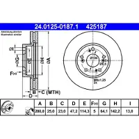 Ate Bremsscheibe 24012501871 belüftet 280mm 25mm für HONDA