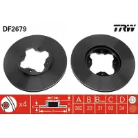 TRW Bremsscheibe DF2679 vorne, belüftet, 1 Stück