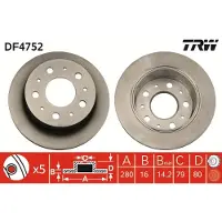 TRW Bremsscheibe DF4752 hinten, voll, hochkarbonisiert, 1 Stück