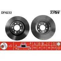 TRW Bremsscheibe DF4233 vorne, belüftet, 1 Stück