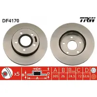 TRW Bremsscheibe DF4170 vorne, belüftet, 1 Stück