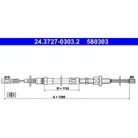 Ate Seilzug Feststellbremse 24.3727-0303.2 für Citroën AX