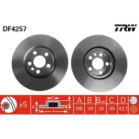TRW Bremsscheibe DF4257 vorne, belüftet, 1 Stück