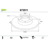Valeo 2x Bremsscheibe COATED Hinten 672911