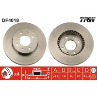 TRW Bremsscheibe DF4018 vorne, belüftet, 1 Stück