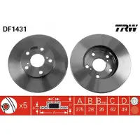 TRW Bremsscheibe DF1431 vorne, belüftet, 1 Stück