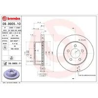 Brembo Bremsscheibe 09.9905.11, vorne, belüftet, 1 Stück