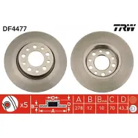 TRW Bremsscheibe DF4477 hinten, voll, 1 Stück