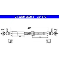 Ate 24.5289-0500.3 Bremsschlauch Hinten für VW CADDY IV Kombi (SAB, SAJ) CADDY IV Kasten (SAA, SAH) CADDY ALLTRACK Kombi (SAB) CADDY ALLTRACK Kasten