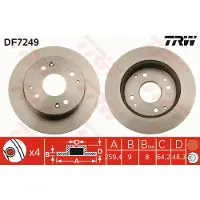 TRW Bremsscheibe DF7249 hinten, voll, 1 Stück