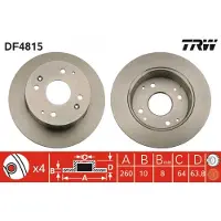 TRW Bremsscheibe DF4815 hinten, voll, 1 Stück
