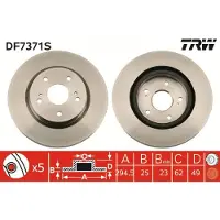 TRW Bremsscheibe DF7371S vorne, belüftet, 1 Stück