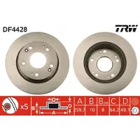TRW Bremsscheibe LUC DF4428 hinten, voll, 1 Stück