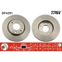 TRW Bremsscheibe LUC DF4291 vorne, belüftet, 1 Stück