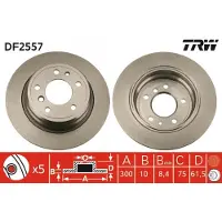 TRW Bremsscheibe DF2557 hinten, voll, 1 Stück
