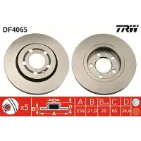 TRW Bremsscheibe DF4065 hinten, belüftet, hochkarbonisiert, 1 Stück