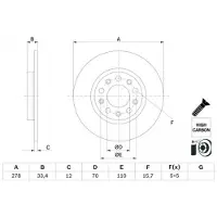 Bosch Bremsscheibe 0 986 479 H24 hinten, voll, hochkarbonisiert, 1 Stück