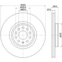 Hella 1x Bremsscheibe [Hersteller-Nr. 8DD355134-751] für Audi, Skoda, VW, Cupra
