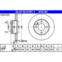 Ate Bremsscheibe 24.0110-0151.1 vorne, voll, 1 Stück
