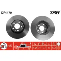 TRW Bremsscheibe DF4470 vorne, belüftet, hochkarbonisiert, 1 Stück