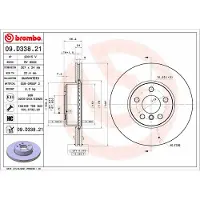 Brembo Bremsscheibe 09.D338.21, vorne, belüftet, hochkarbonisiert, 1 Stück