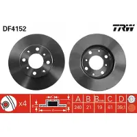 TRW Bremsscheibe DF4152 vorne, belüftet, 1 Stück