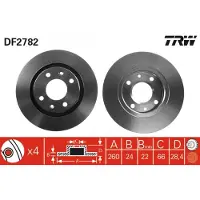 TRW Bremsscheibe DF2782 vorne, belüftet, 1 Stück