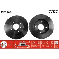 TRW Bremsscheibe DF3109 vorne, belüftet, 1 Stück
