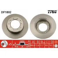 TRW Bremsscheibe DF1802 hinten, voll, 1 Stück