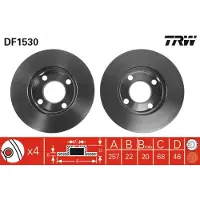 TRW Bremsscheibe DF1530 vorne, belüftet, hochkarbonisiert, 1 Stück