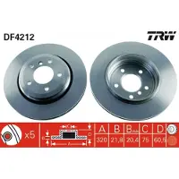 TRW Bremsscheibe DF4212 hinten, belüftet, 1 Stück