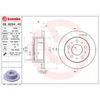 Brembo Bremsscheibe 08.8094.40, hinten, voll, 1 Stück