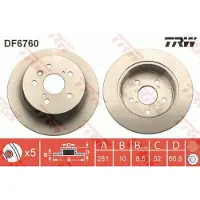 TRW Bremsscheibe DF6760 hinten, voll, 1 Stück