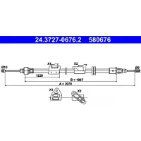 Ate Seilzug, Feststellbremse 24.3727-0676.2 Links