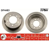 TRW Bremsscheibe DF4483 hinten, belüftet, 1 Stück
