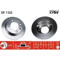 TRW Bremsscheibe DF1122 hinten, voll, 1 Stück