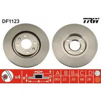 TRW Bremsscheibe DF1123 vorne, belüftet, 1 Stück