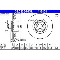Ate Bremsscheibe 24.0136-0131.1 vorne, belüftet, hochkarbonisiert, 1 Stück