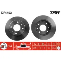 TRW Bremsscheibe DF4463 hinten, voll, 1 Stück