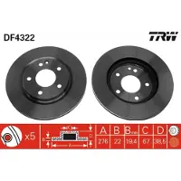TRW Bremsscheibe LUC DF4322 vorne, belüftet, 1 Stück
