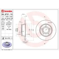 Brembo Bremsscheibe 08.9751.11, hinten, voll, 1 Stück
