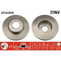 TRW Bremsscheibe LUC DF4390S vorne, belüftet, hochkarbonisiert, 1 Stück